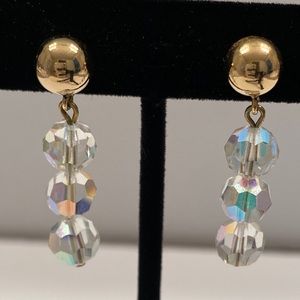 Vtg Crystal Dangle Earrings